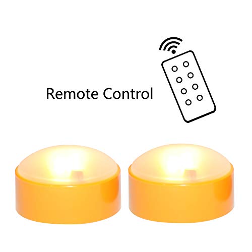 Image of Two Halloween LED Pumpkin Lights with Remote Timer 3 PCS Stainless Steel Pumpkin Carving Cutting Tool Kit Set Jack-O-Lantern Decorations Battery Operated Realistic Flickering Flameless Candles Orange