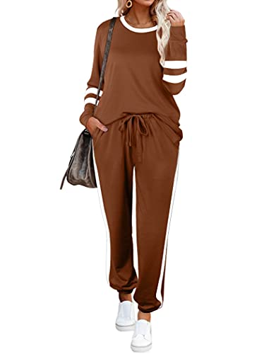 Image of Aloodor Sweatsuit for Women 2 Piece Outfits for Womens Crewneck Sweatshirts Pullover