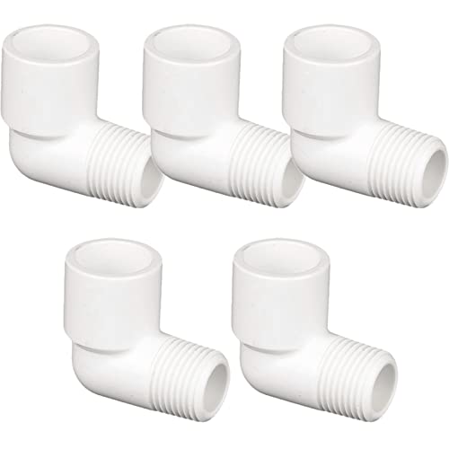 Paquete de 5 conectores de PVC con codo de 90 grados y rosca macho G for estanterías y estructuras de PVC.(20*g4″)