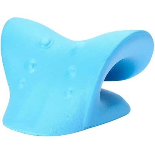 Beeiee Neck and Shoulder Relaxer,Neck Stretcher for Pain Relief,Cervical Traction Device Pillow for TMJ Pain Relief and Cervical Spine Alignment, Sky Blue