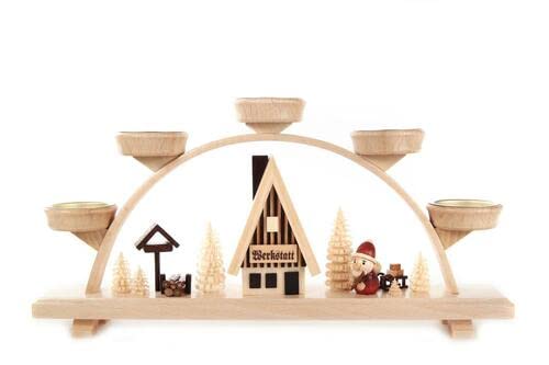 Santa Workshop Village German Schwibbogen Tea Light Candle Arch