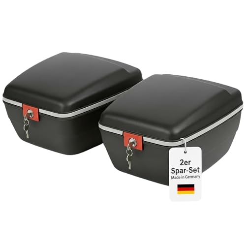 Thiru Touring-Tresor Fahrradkoffer 14L - abschließbare wasserdichte Fahrradbox für Gepäckträger - diebstahlsichere Hartschale mit Universalhalterung für E-Bike, Trekking- & City-Bike (2er Set)