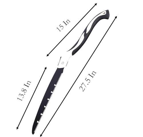 Serra dobrável com cabo de borracha, serra de poda de lâmina SK-5 de aço manganês de 27,5 polegadas