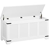 MAHANCRIS Storage Chest, 39.4' Storage Trunk with 2 Safety Hinges, Wooden Toy Chest, Entryway Shoe Bench, Large Toy Box for Kids Room, Bedroom, Living Room, White SCWT5101