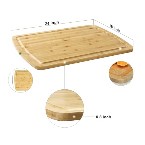 Tabla de cortar rectangular de bambú orgánico extra grande miniatura 3