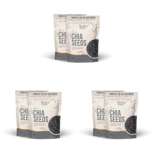 Image of KitchenSmith Premium Chia Seeds - Pack of 6 (200gm Each) | Raw Chia Seeds For Eating | Natural Plant-Based Seeds | Omega-3 Source | Everyday Superfood Use | Clean & Versatile Pantry Essential