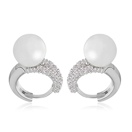 Pendientes de plata para mujer con circonitas de brillo premium y perla
