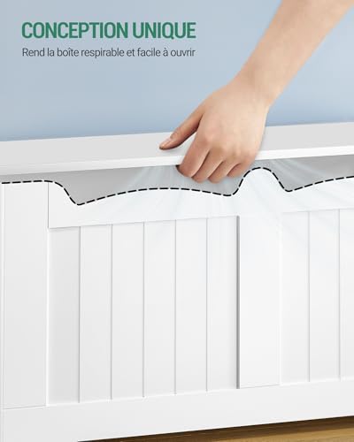 Hzuaneri Coffre de Rangement, Banc de Rangement, Blanc – vue 8