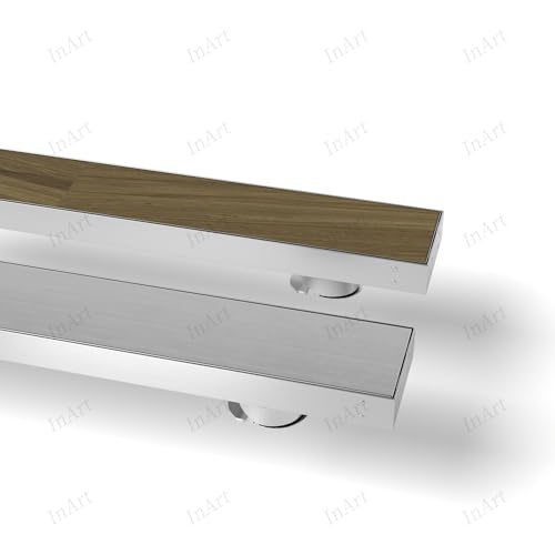 Image of InArt Dual Insert 304 Stainless Steel Invisible Shower Drain Channel (24x4 Inches) | Waste Water Floor Drain Jali for 13mm Tile with Trap - 5 Year Warranty