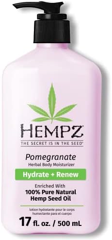 Hempz Pomegranate Herbal Body Moisturizer 17 oz. – Paraben-Free Lotion and Moisturizing Cream for All Skin Types, Anti-Aging Hemp Skin Care Products for Women and Men – Hydrating Gluten-Free Lotions