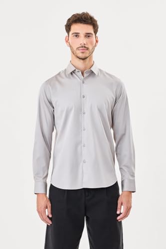 Image of SNITCH Men Formal Shirt | Slim Fit Long Sleeve Spread Collar Solid Design | Premium Cotton Blend & Breathable Fabric for Office & Casual Wear