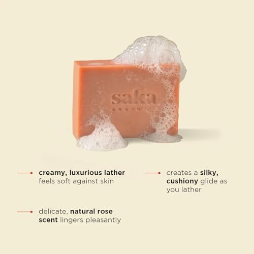 Image of Saka Organics Rose Bath Soap with Shea Butter, Pack of 2 (120g Each) | Handmade Cold-Processed Soap | Gentle Cleansing, Moisturizing & Floral Fragrance | Sulphate & Paraben Free