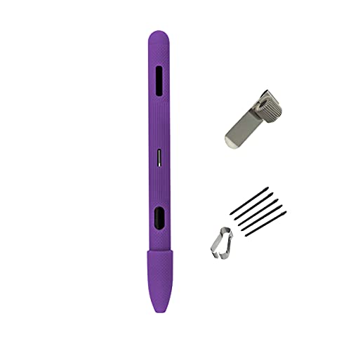 Silicone Pen Case for Tab S4 S Pen,Biuboom Touch Screen Tablet Stylus Case Work with Galaxy Tab A 10.5 (sm-t590 T595) Galaxy Tab S4 10.5 (sm-t830 T835 T837) Nibs+Pen Holder Clip Accessories-Purple