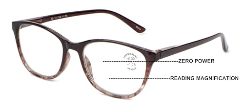 Image of Women Marble Print Clear Progressive Reading Glasses - Zero Power On Top - No Bubble Reader Z121