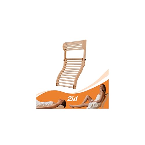 2-in-1 Sauna Backrest with Headrest - Adjustable No-Install Wooden Sauna Accessories, Ergonomic...