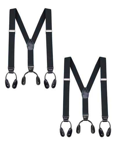 Buyless Fashion Button End 2 Pack Suspenders for Men - 48