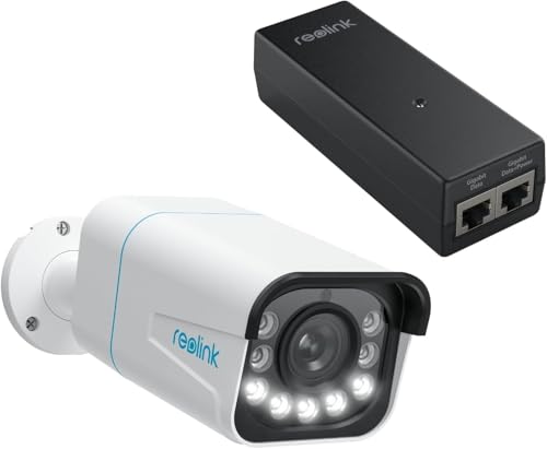 REOLINK IP Security Camera RLC-811A Bundle with PoE Injector, One Cable Offer Both Power and Data, 123° FoV, 5X Optical Zoom for Outdoor Usage, 8MP HD Security PoE Camera System