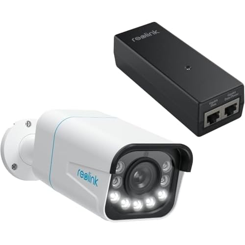 REOLINK IP Security Camera RLC-811A Bundle with PoE Injector, One Cable Offer Both Power and Data, 123° FoV, 5X Optical Zoom for Outdoor Usage, 8MP HD Security PoE Camera System