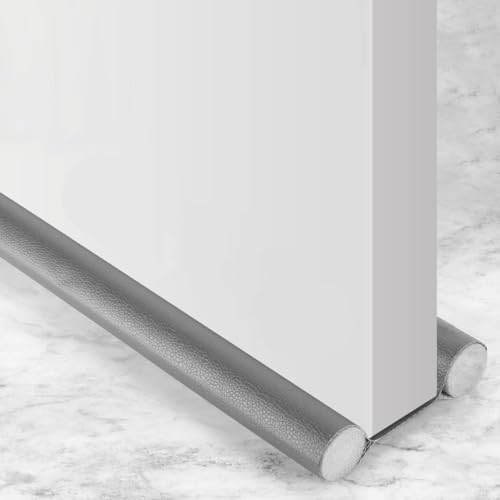 Draught Excluder for Doors With Double Sided Seal, Noise Blocker, Door Seal with Ideal Fit, Draught Insulator Strip Foam Seal Fits to Bottom of Door, Under Door Draft Stopper (1, Grey)
