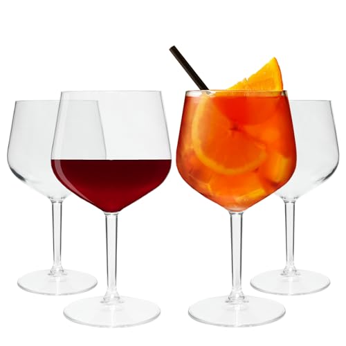 WUITOKI Calici in plastica, 4 pz, 75cl, bicchieri Gin Tonic, calici ballon, lavabili in lavastoviglie, infrangibili, privo di BPA, per cocktail e spritz