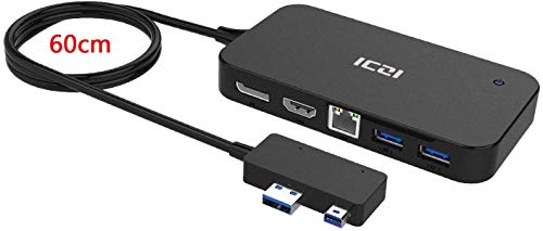 ICZI Surface Dock Hub mit 2X USB 3.0 Port, 1x USB 2.0 Port, Audio, DisplayPort, HDMI Ausgang und RJ45 Gigabit Ethernet Adapter für New Microsoft Surface Pro 4/6 2018