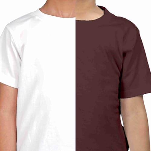 Image of Kids Round Neck T-Shirt Half Sleeves 100% Cotton Rich Soft Comfortable Fit Stylish Plain Color White+1 Combo Original Brand Tshirt for Boys