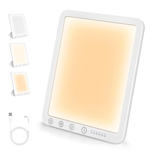 Fuutilake Tageslichtlampe 15000 Lux LED Lichttherapielampe UV-frei Vollspektrum 3 Farbtemperaturen 5 Helligkeitsstufen Touch-Control Timer 180 Ständer für Büro und Zuhause