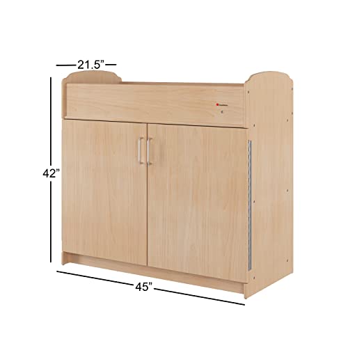 Foundations Serenity Daycare Changing Table With Storage Cubbies, Baby Diaper Changing Station For Childcare Centers, Includes 1" Foam Mattress Pad, Natural Wood Finish #TOP3