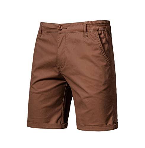 Short d'été 100% coton homme décontracté business social taille élastique plage marron