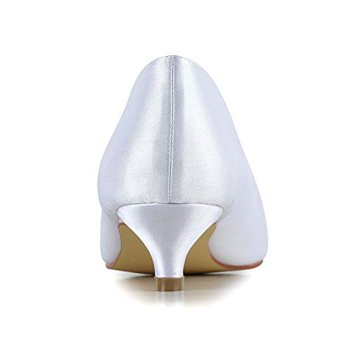 JIAJIA 0116 Women's Bridal Shoes Peep Toe Low Heel Satin Pumps Knot Wedding Shoes - Image 4