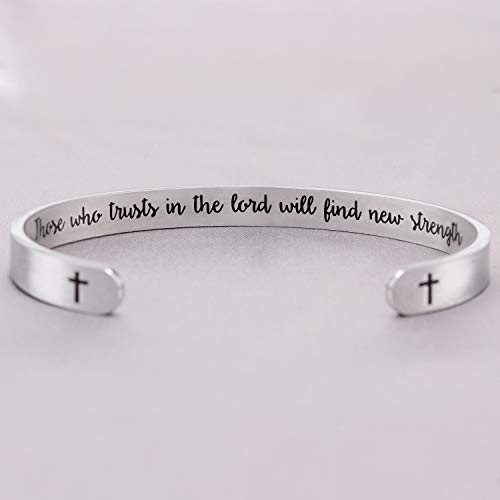 Btysun BTY5-11 Christian Bracelets For Women Inspirational Teen Gifts Womens Bracelets Personalized Religious Gifts For Her Inspirational Cuff Bangle Bible Verse Mantra Quotes Engraved Jewelry thumb #3