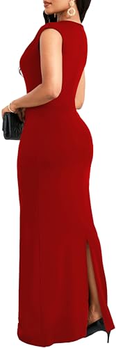 Image of SxClub Formal Dress for Women Cocktail Sexy Bodycon Sleeveless Evening Party Floor Length Long Prom Dresses