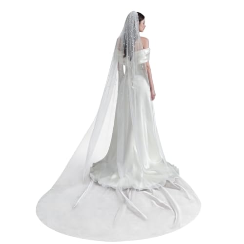 Velo de novia catedral blanco roto ideal para sesiones de fotos de bodas y escenarios