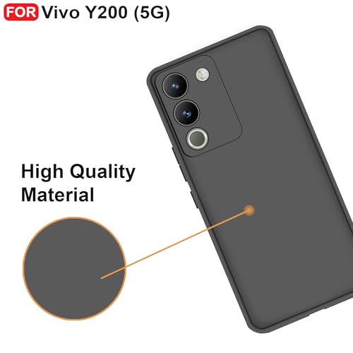 Image of CEDO Back Cover for Vivo Y200 (5G) | Camera Bump Protection & Inner Velvet Fabric Lining | Ultra Slim Matte Soft Rubberised Case Cover (Black)