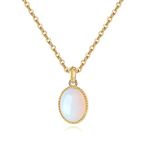 Collier en or jaune 585 massif 14 carats et opale véritable FANCIME bijou de créateur
