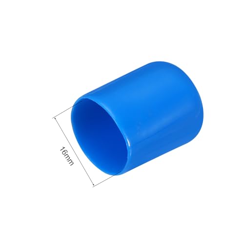 Image of MECCANIXITY 100pcs 16mm(5 /8 inch) Rubber End Caps Cover PVC Vinyl Screw Thread Protector Round Wire Shelf Caps for Screw Bolt Pipe Fence Post, Light Blue