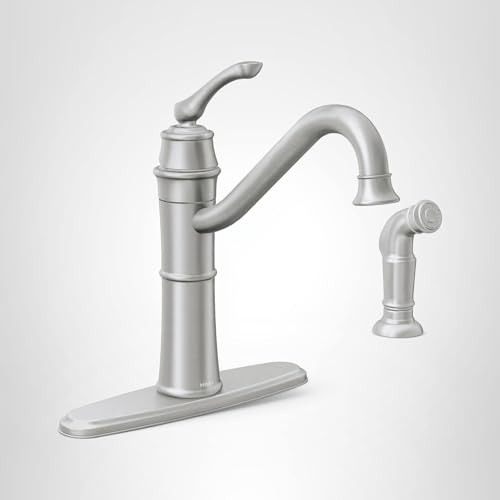 Moen Wetherly Spot Resist Stainless High-Arc Kitchen Faucet with Side Spray, 87999SRS