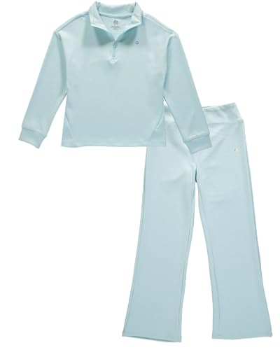 RBX Girls Active Flare Pants Set - 2 Soft Plush Flare Sweatpants and Pullover Quarter Zip Up Sweatshirt for Girls (7-12)