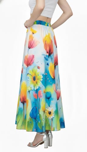 Image of VAGISHA Women's 4-Metre Flared Long Skirt | Skirts for Women Long Length | Long Skirts for Girls | Ethnic & Boho Printed Wear with Elastic Waist | Perfect for Party, Festive & Casual Look