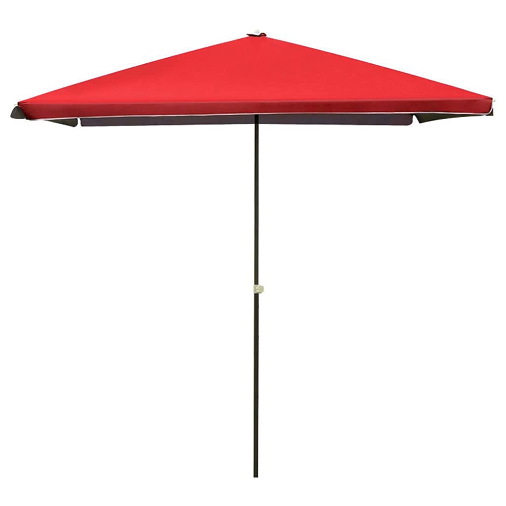 WDSOPK Beach Garden Outdoor Parasol, 220cm Sun Protection Waterproof Rectangle Umbrella Removable, for Patio Pool Umbrellas Good(Red-B)