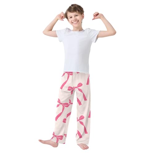 Ribbon Bows Boys Pants Boys Athletic Pants Long Pant for Boywith Pockets Wide-Leg Size 6-14Y3