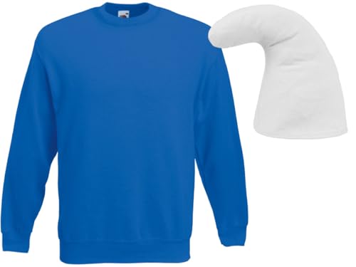 PartyMagix Zwergen Kostüm im Blauen Zwerg-Stil blauer Pullover mit weißer Zwergenmütze Verkleidung für Karneval & Fasching Unisex Outfit für Erwachsene (XL)