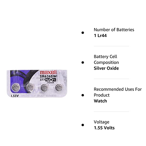 Maxell 377 Sr626Sw 1.55 Volt Silver Oxide Watch Batteries Factory Hologram (4 Batteries) #TOP1