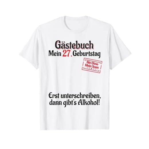 27 años Lista de invitados Hombre Mujer Libro de visitas 27 cumpleaños Camiseta