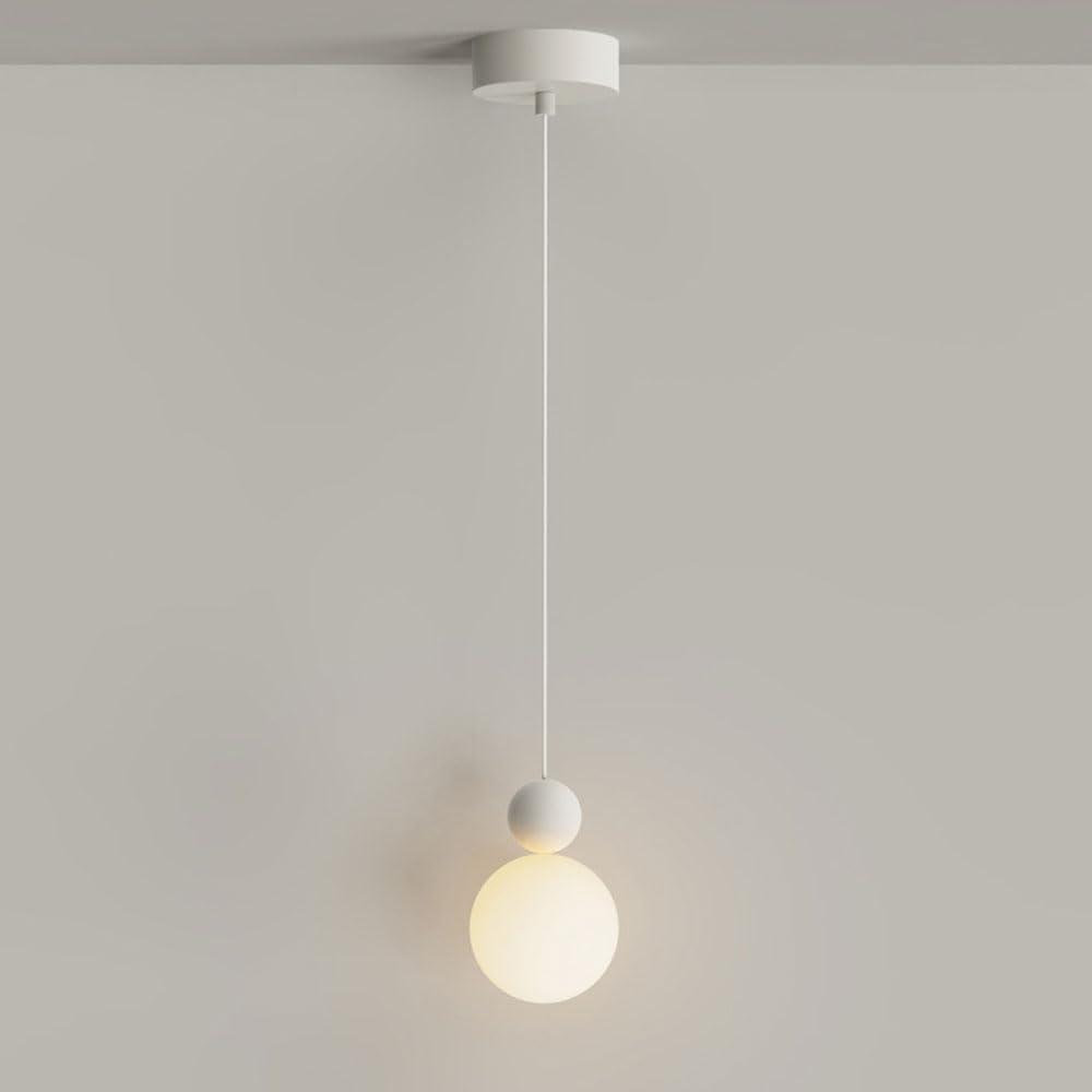 Lámpara colgante de techo con forma de globo blanca y pequeña para decoración de rest modernos