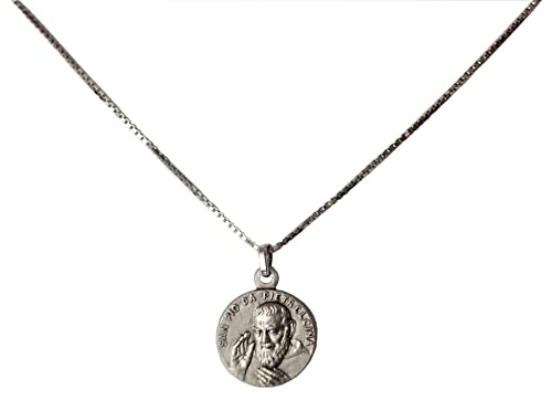 Médaille de Saint Pio de Pietrelcina en argent 925, le cadeau de baptême idéal fabriqué en Italie