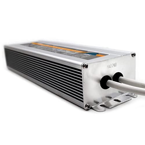 (2-Pack) 200W 12V Waterproof IP67 LED Power Supply Driver Transformer, 90-140V AC to 12V DC Low Voltage Output for Outdoor Use with Plug, Short Circuit & Overload Protection