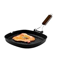 Zanetti, Bistecchiera 24 x 24 cm, Piastra grill in Alluminio Pressofuso ad Alto Spessore, Piastra Grill adatta ai Piani ad Induzione, Manico Pieghevole