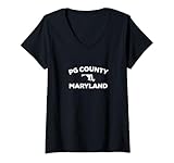 Womens PG Prince George's County Maryland MD Flag City V-Neck T-Shirt