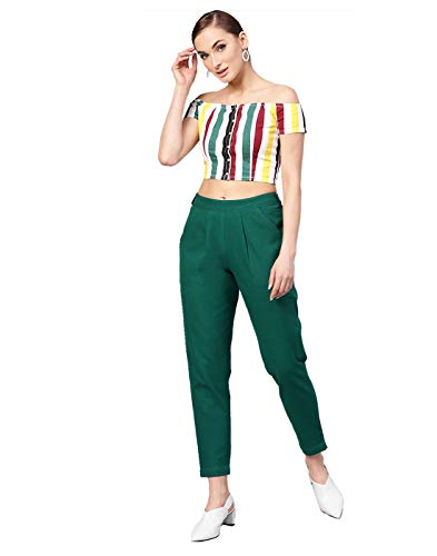 Image of DIGITAL SHOPEE Women Regular Fit Elastic Waist Full Length Cotton Formal Trouser for Casual Wear, Office Wear